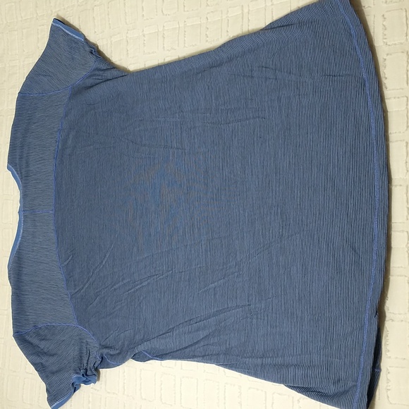 Smartwool Women's Blue Striped Short Sleeve Tee, 100% Merino Wool, Size Large - Picture 7 of 7